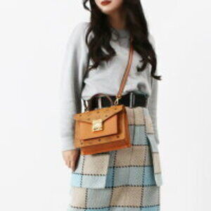 Mcm Satchel Tracy Brown Monogram Visetos Bag Cognac Shoulder